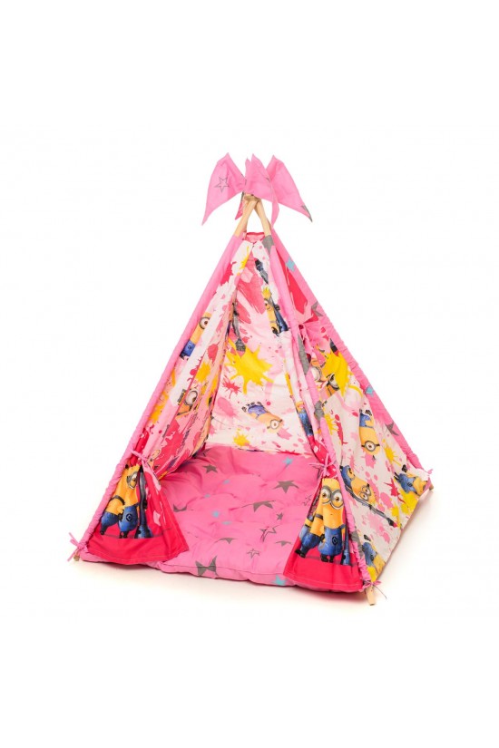 Вигвам детская игровая палатка Kospa Миньоны 160х115х115 см Розовый