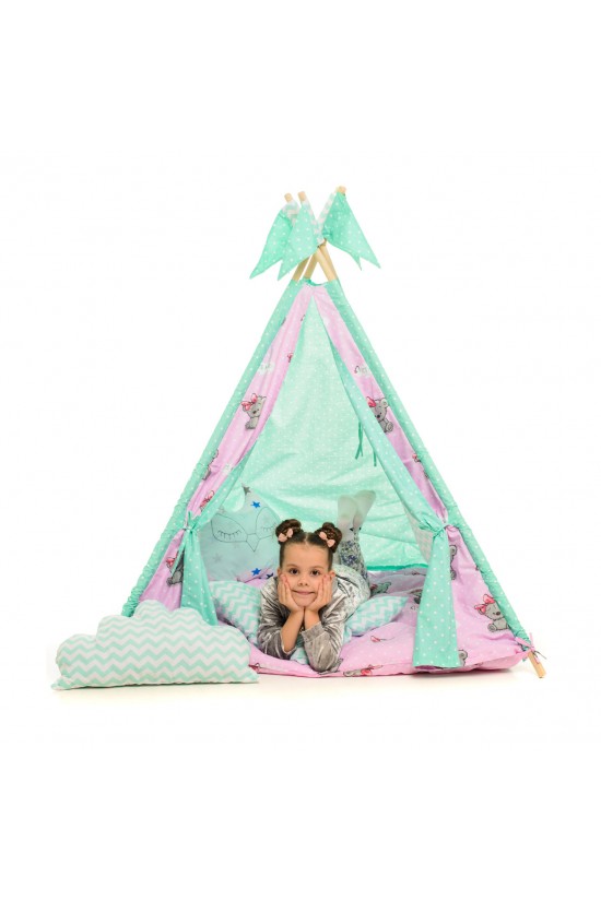 Вигвам детская игровая палатка Kospa Мишки 160х115х115 см Pink