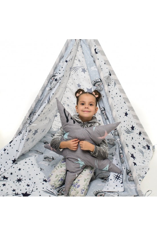 Вигвам детская игровая палатка Kospa Мишки 160х115х115 см Silver