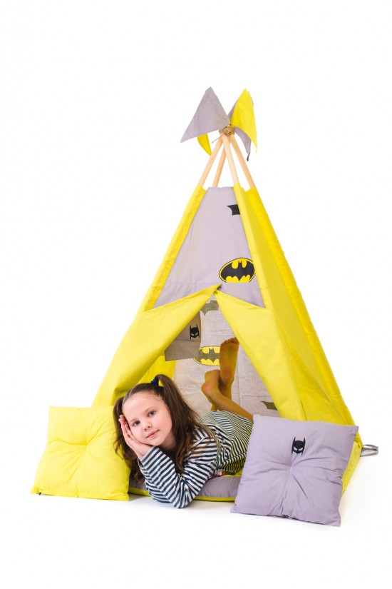 Вигвам детская игровая палатка Kospa Бетмен 160х115х115 см Желтый
