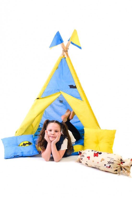 Вигвам детская игровая палатка Kospa Бетмен 160х115х115 см Голубой