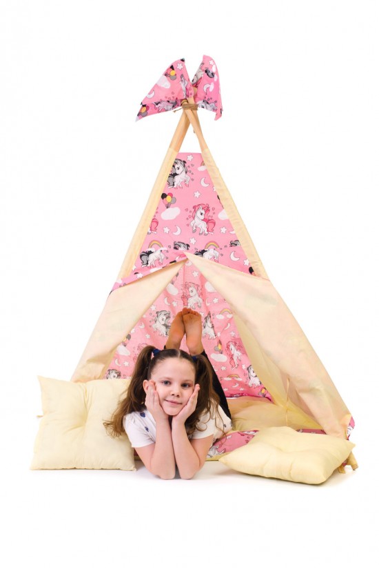 Вигвам детская игровая палатка Kospa Пони 160х115х115 см Розовый