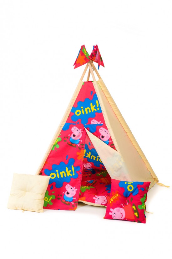 Вигвам детская игровая палатка Kospa Пепа 160х115х115 см Бежевый