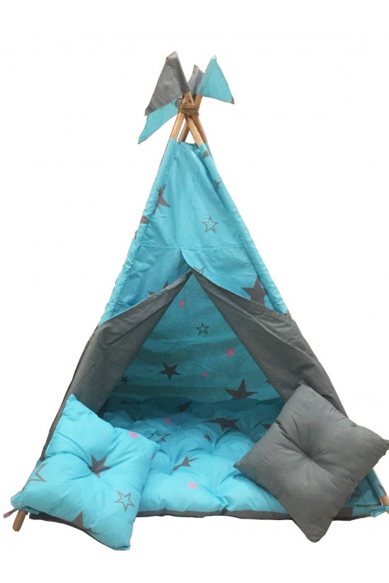 Вигвам детская игровая палатка Kospa Звезда 160х115х115 см Бирюза