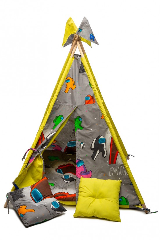 Вигвам детская игровая палатка Kospa Амонг Ас 160х115х115 см Серый