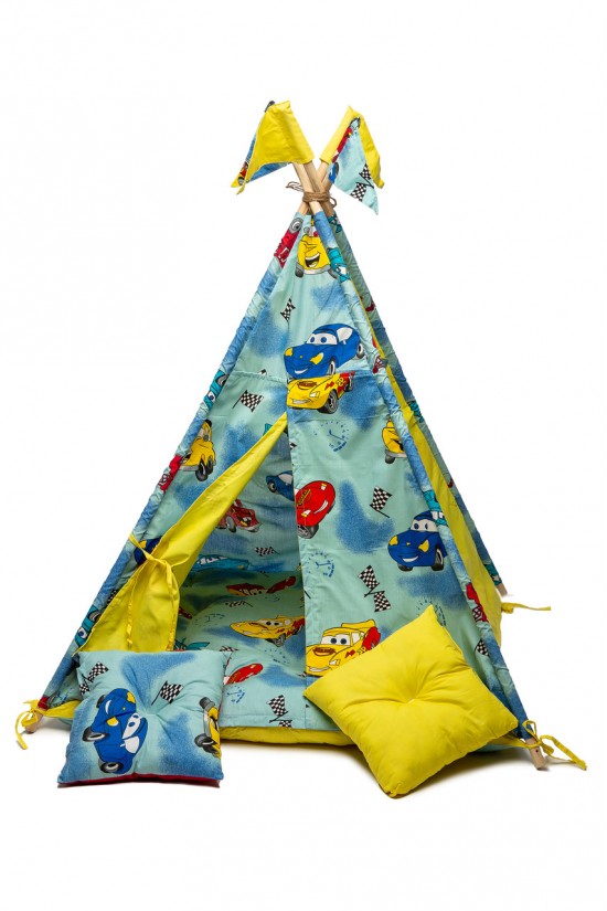 Вигвам детская игровая палатка Kospa Машинки 160х115х115 см Синие