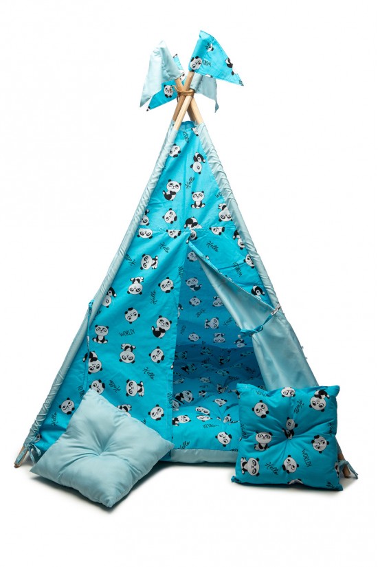 Вигвам детская игровая палатка Kospa Панда 160х115х115 см Голубой