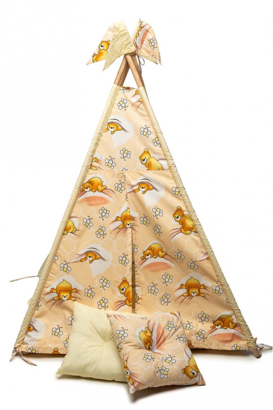 Вигвам детская игровая палатка Kospa Медведи 160х115х115 см Бежевый